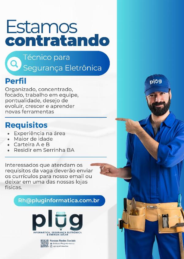 Empresa de Serrinha oferece vaga para técnico em segurança eletrônica