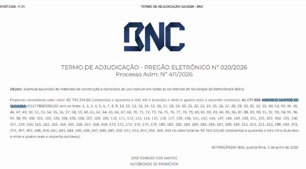 Prefeitura de Retirolândia é alvo de denúncias de nepotismo e suposto favorecimento em licitação