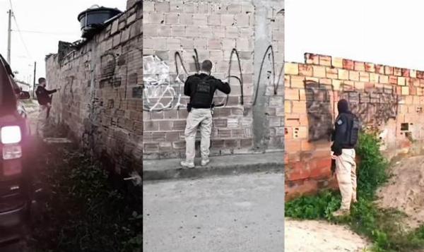 Polícia Civil remove pichações de organizações criminosas em bairros de Serrinha