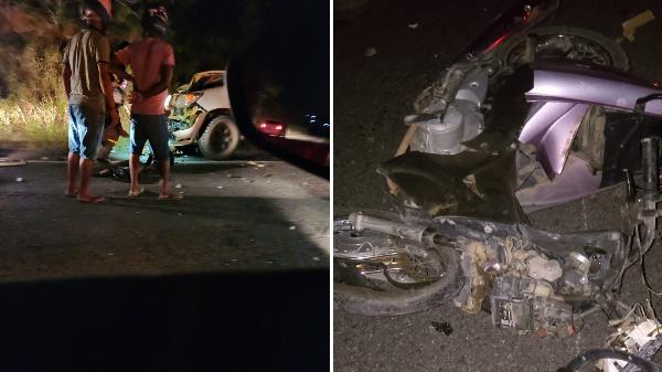 Acidente em Miguel Calmon provoca morte de idoso após colisão entre moto e carro