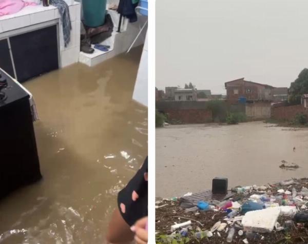 Água na altura dos joelhos: moradores enfrentam alagamentos em Araci