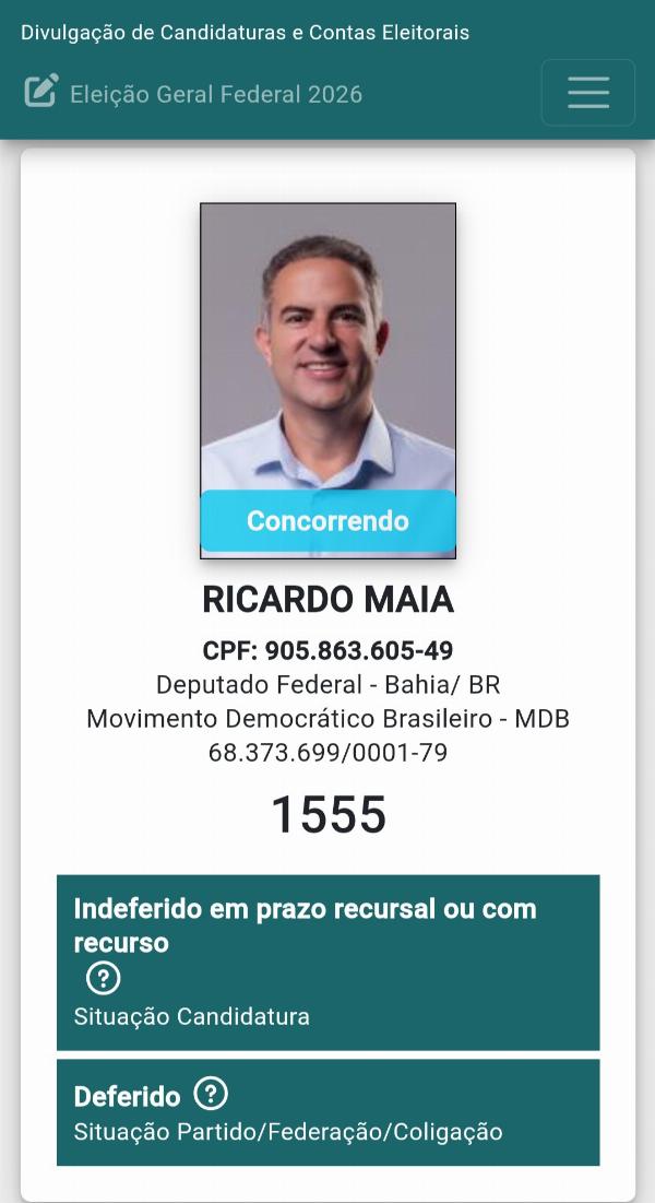 TSE indefere candidatura de Ricardo Maia e reeleição do deputado fica ameaçada
