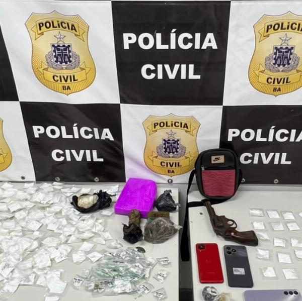 Polícia apreende drogas e arma durante operação para localizar suspeito de tentativa de homicídio em Cansanção