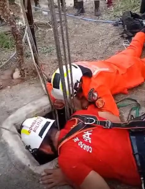 Criança cai em poço de 10 metros e é resgatada junto com o pai em São Gonçalo dos Campos