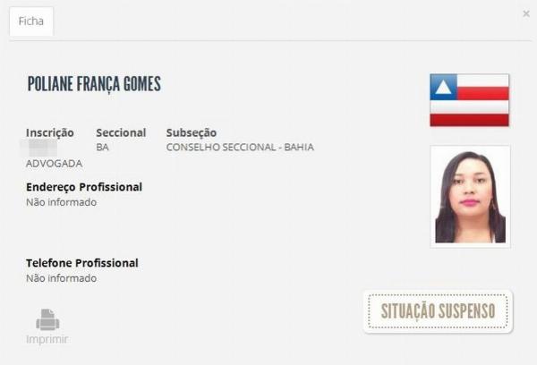 Advogada apontada como líder de facção tem registro da OAB suspenso